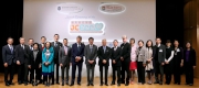 Club Steward Dr Eric Li Ka Cheung (10th right) joins the Cluba?s Executive Director, Charities and Community, Leong Cheung (8th left), Secretary for Food and Health Dr Ko Wing-man (10th left), President & Vice-Chancellor of The University of Hong Kong Professor Peter Mathieson (9th left), and representatives of participating NGOs at the launch ceremony of the JCECC.