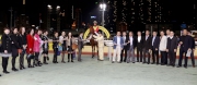 Happy connections celebrate the victory of Flame Hero in the winners�� circle.