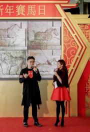 Renowned local artist Simon Ma creates a special horse sculpture, which is the key visual for this year��s CNY promotion.  During the press conference he explains how the sculpture seeks to capture the excitement of a racehorse in motion.  