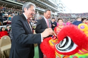 Photos 1, 2, 3, 4<br>
The Chinese New Year Raceday was held today (10 February) at Sha Tin Racecourse. The Hon John Tsang, Financial Secretary of the Hong Kong SAR; HKJC Chairman Dr Simon S O Ip; HKJC Stewards; and HKJC CEO Mr Winfried Engelbrecht-Bresges, officiate at the eye-dotting ceremony at the opening ceremony of the Chinese New Year Raceday.
