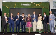Dr Simon Ip (3rd from left), Chairman of HKJC; Winfried Engelbrecht-Bresges (2nd from left), CEO of HKJC; Anthony Kelly, (1st from left) Executive Director of Racing Business and Operations of HKJC; senior officials from Audemars Piguet, and the owner of AP QEII Cup winner Werther, toast for the success of this year��s AP QEII Cup.