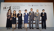 Club Chairman Dr Simon S O Ip (3rd right) is joined at the opening ceremony of The Hong Kong Jockey Club Presents: a?Painting Her Ways: The Ink Art of Fang Zhaolinga? Exhibition by Chief Executive of the HKSAR Carrie Lam (4th left), Co-Chair of Asia Society and Chairman of ASHK Center Ronnie Chan (3rd left) and Executive Director Alice Mong (2nd left), Fang Zhaoling Foundation Chairman Dr David Fang (2nd right), guest curators Professor Julia Andrews (1st left) and Professor Kuiyi Shen (1st right). 